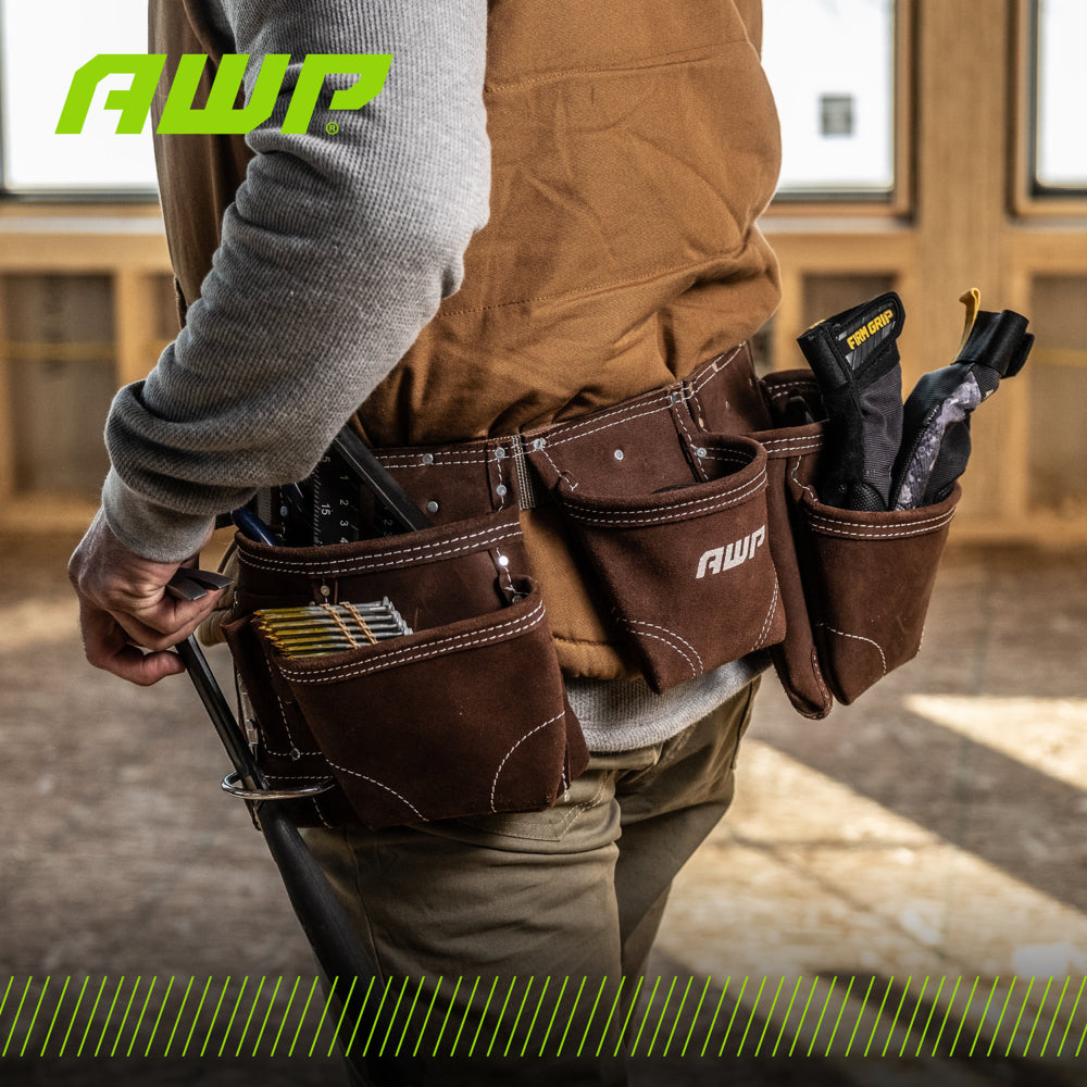 Awp Tool Pouch Tool Belt Electrician AWP 10-Pocket Leather Tool Pouch