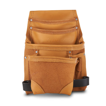 AWP Oil-Tan Leather Electrician's Tool Pouch | Professional Belt Pouch With Multiple Pockets, Tape Holder & Key Fastener, Fits 3" Belts
