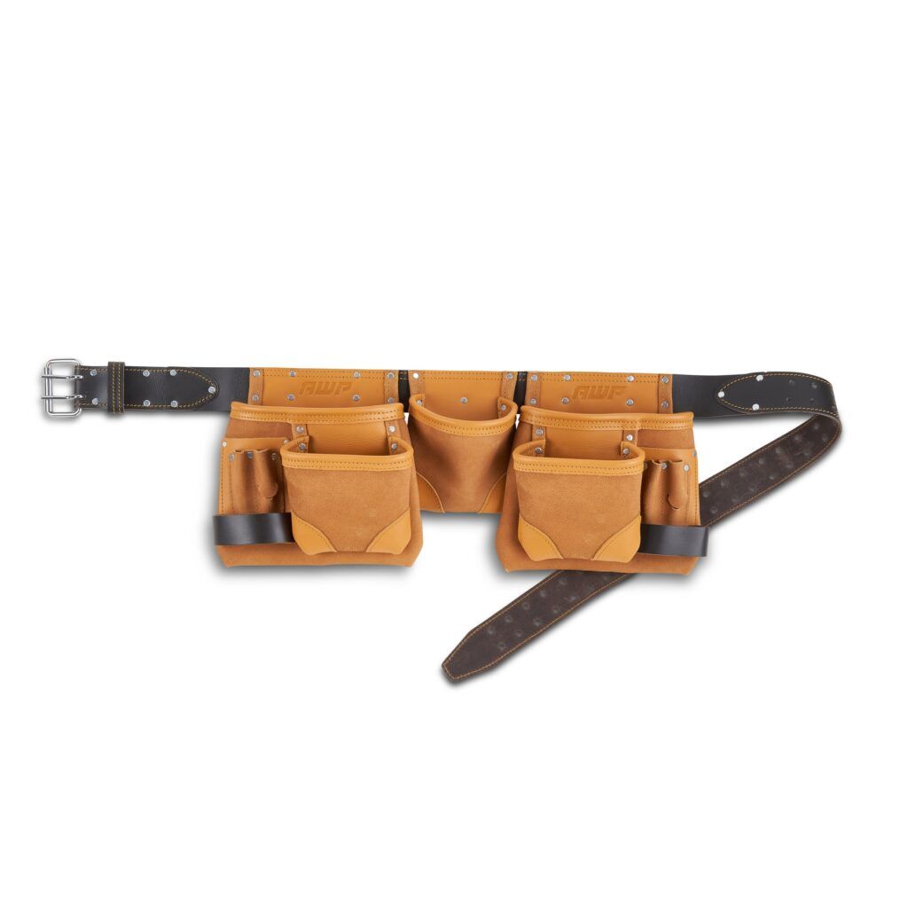 AWP New Suede Leather Construction Tool Belt Holster Pocket Pouch Bag Holder 